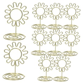 VILLFUL 10pcs Business Card Holder Holders Wedding Happy Birthday Table Place Table Number Stands Flower Card Clips Golden Iron
