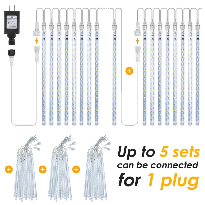 PGFUN Meteor Shower Rain Lights (White)