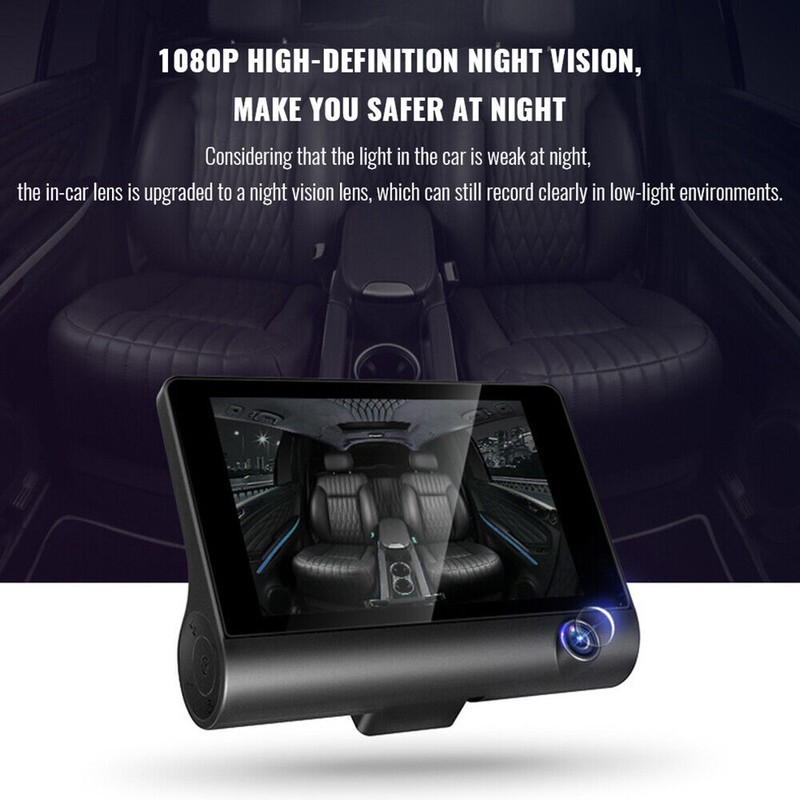 Touch Dual Len Car DVR Camera Dash Cam Front/Rear/Ins