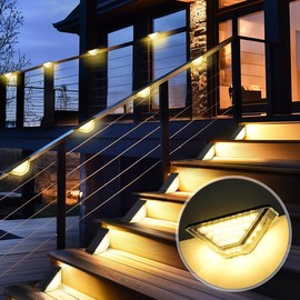 SOLPEX Solar Deck Lights Outdoor,Solar Step Lights for Outside,Two-Sided Fence Lights with 33 LEDs, Waterproof IP65 for Garden,Fence,Deck,Steps,Stair,Porch（10 Pack,Warm White）