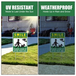 2 PCS No Dog Fouling Signs Clean Up After Your Dog Sign with Stake 12.6 x 9.5 Inches Double Sided Design UV Protected Weatherproof for Outdoor Patios Home Gardens and Lawns
