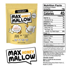 Max Mallow Very Vanilla Mini HONEY Marshmallows – Gut Friendly, Gluten Free, No Refined Sugars, Real Wildflower Honey, Collagen-Infused Snack (3 Pack, Very Vanilla)