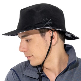 FELLOW Reversible Hat, Men's, UV Protection, 23.2 inches (59 cm), Surf Hat, Beach Hat, Sea, Summer, Outdoor, 2-Way, black x black island