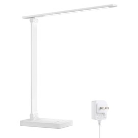 Lepro LED Desk Lamp, Metal Desk Light 9.5W 800lm, Forbes Vetted Best Task Lamp, 5 Color Modes 5 Brightness Level, Dimmable Home Office Desktop Lamp for Reading, Crafting, Sewing, Puzzle, Nail, White