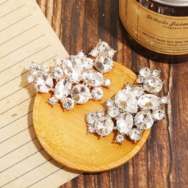 2PACK Luxury Rhinestone Crystal Shoe Clips, Elegant Decorative Shoe Clips for Pumps Wedding Party, Bridal Shoe Buckles Clips, Detachable Jewelry Clips for Dress Hat Scarf Bag...