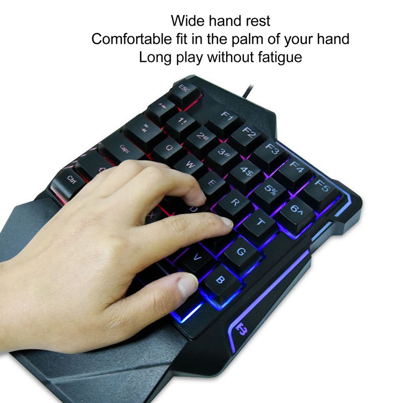 One Handed Keyboard Mouse Set Wired 35 Keys RGB Backlight