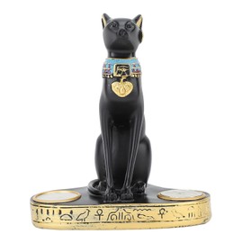 Egyptian Cat Candle Holder Decorative Resin Egyptian Cat Candlestick Exquisite Romantic Tealight Holder for Living Room Office