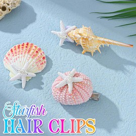 Reaky Starfish Hair Clips Seashell Hair Clip Conch Clips Mermaid Hair Accessories for Women(Pack of 3)