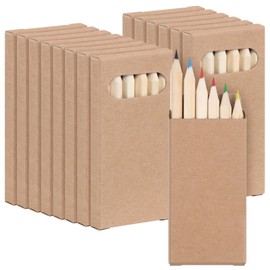 Ctosree 24 Packs 3.5 Inch Mini Colored Pencils Bulk Coloring Supplies Coloring Pencils in Kraft Boxes for Classroom School Drawing Birthday Wedding Party Favors, 6 Pencils Per Pack