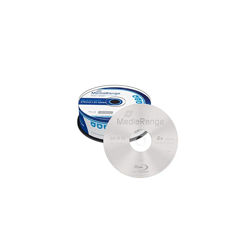 MEDIARANGE BD-R Dual Layer 50GB 6x Writing Speed, 25 Cakebox