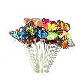 GFORTUN 50pcs Butterfly Stakes 2.75 Inch 3D Wings Garden Butterfly Ornaments Waterproof Yard Decorations for Indoor Outdoor Lawn Patio Plants Pots Flower Bed Christmas Party Decor