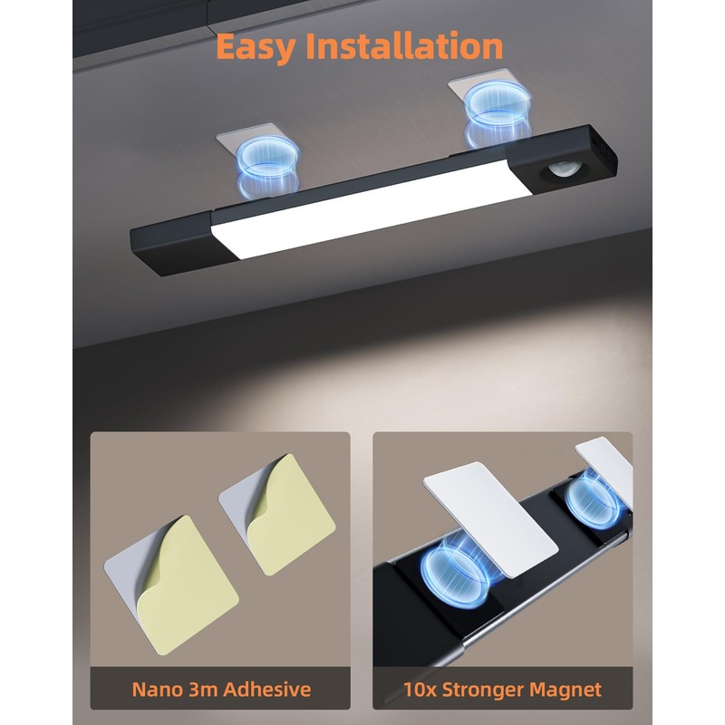 EZVALO Under Cabinet Lighting, Wireless Closet Lights, 30 LED Rechargeable