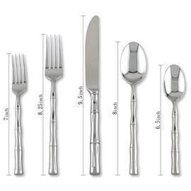 Supreme Housewares 20-Piece Bamboo Shaped Flatware Set, 18/8 Stainless Steel Silverware Cutlery Set, Service for 4, Mirror Polished, Dishwasher Safe (Bamboo)
