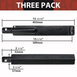 3Pcs 15 13/16 inch Cast Iron Grill Pipe Burners Cast Metal Tube Kit Gas Grill Replacement Parts for Jennair 720-0061, 720-0062, 720-0063, Nexgrill 720-0141, 720-0671, Charbroil Gas Grill Models