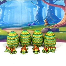 4pcs 3D Printed Mini Axolotl with Eggs, Articulated Mini Axolotl Fidget Toys, Executive Desk Toy, Home Decor MA001-YG