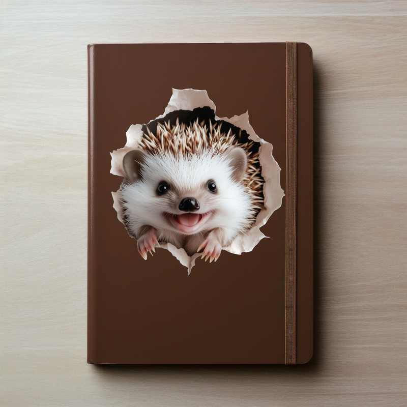 Smiling Hedgehog Wall Decal for Wall, Laptop, Multi-Surface - 3D