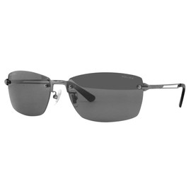 POLICE Sunglasses SPLG39J 627P 60 2023 Model WIND Two-Point Borderless Men's Square Titanium Polarized Lens Frame Color: Matte Gunmetal Lens Color: Gray (Polarized Lenses), Frame Color: Matte