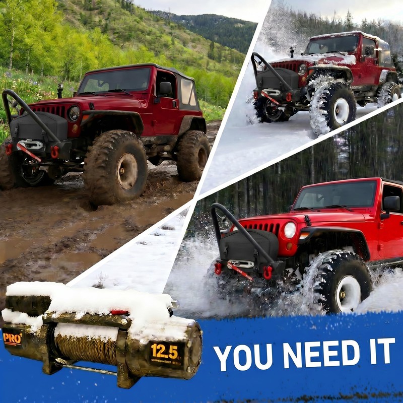 Winch Cover With Buckle, 900D Heavy Duty Winch Cover