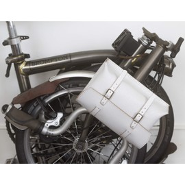London Craftwork Leather Saddle Bag for Brompton in White
