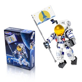 SIENON Astronaut Toy Bausatz für Kinder ab 6 Jahren – 229 Stück Baustein-Astronautenfigur, die Flagge mit beweglichen Gelenken hält, DIY Spaceman Assembly Construction STEM Toy City Space Building Set