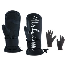 Ski Gloves with Wrist Guard Protection Pads & Removable Liners, Waterproof Touchscreen Snowboard Gloves for Men & Women, Warm Winter Gloves. (White, XL)