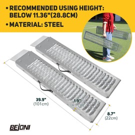 BEJONI Shed Ramp 2pc, Steel Loading Ramps, 960lbs Capacity, Lawn Mower Ramps for Shed, Trailer Ramp for ATVs, Motorcycles, Cart, Home Steps, Stairs, 39.9" L x 8.7" W
