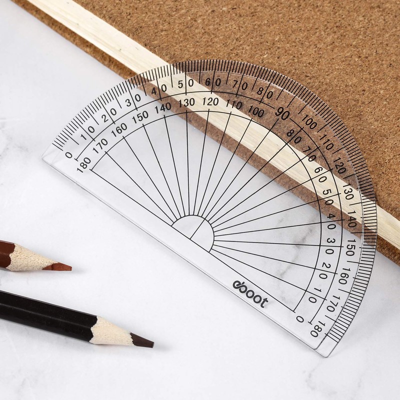 Plastic Protractor Math Protractors 180 Degrees, 4 Inch, Clear, Pack