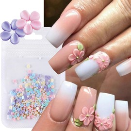 150Pcs Colorful Flower Nail Charms 3D Resin Petals Nail Rhinestones with Gold Pearl Rhinestones Design Spring Summer Nail Art Supplies Cute Floral Nail Jewels for Women Girls Acrylic Nails Decorations