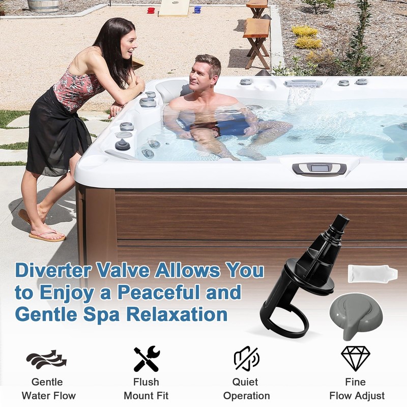 2" Hot Tub Diverter Valve Kit Stem with Cap Handle