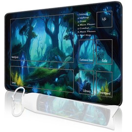 MTG Play Mat, 24 x 14 Inch MTG TCG Play Mat with Stitched Edges, HD Print Play Mat for Card Games, Non-Slip Gaming Play Mat with Storage Bag, Tree, Fighting Game Mat