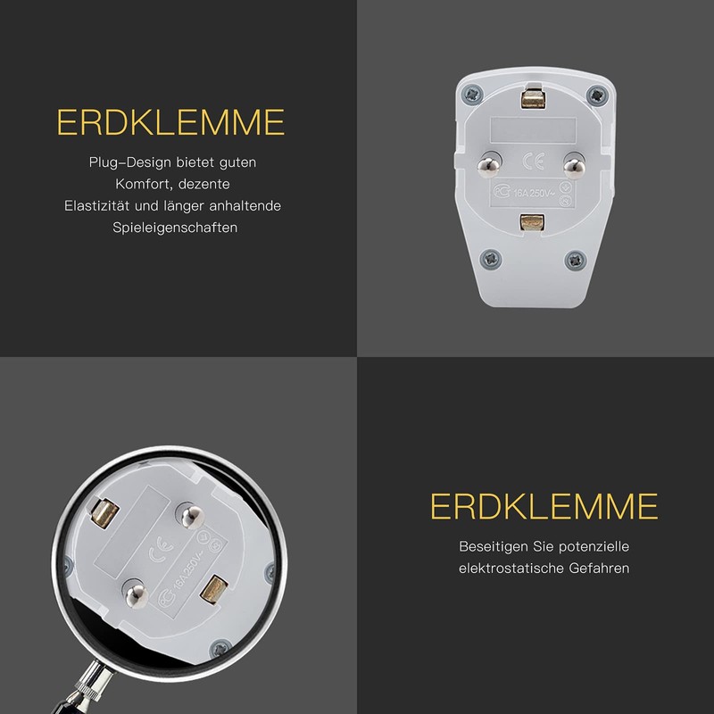 Schuko Plug with Switch, Pack of 3, PABANCE Earthing Contact