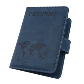ILIYAH Liyah Passport Cover Luggage Tag Set - Family Travel Wallet, RFID Passport Cover Made of Leather, German, Luggage Tag for Suitcase, Europe Travel Tag for Children, Navy Mg, Minimalist
