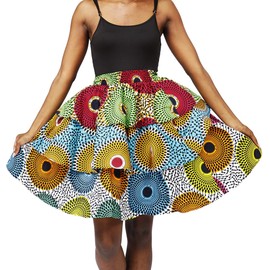 HongyuAmy Women African Skirt Ankara Tradition Print Wax Patchwork Skirts (X-Large, ColorA)