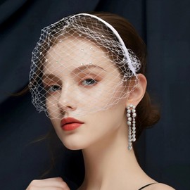 Fascinators Mesh Veil Headband 1920s, Black Veil Headband Headpiece for Women Bridal Wedding Tea Party Fascinator Veil Wedding Hair Accessory for Women, Suitable for Parties, Dancing, and Festivals