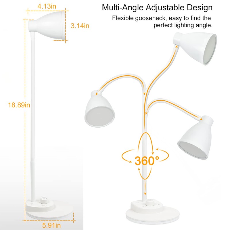 BOHON LED Desk Lamp with USB Charging Port, 3 Color