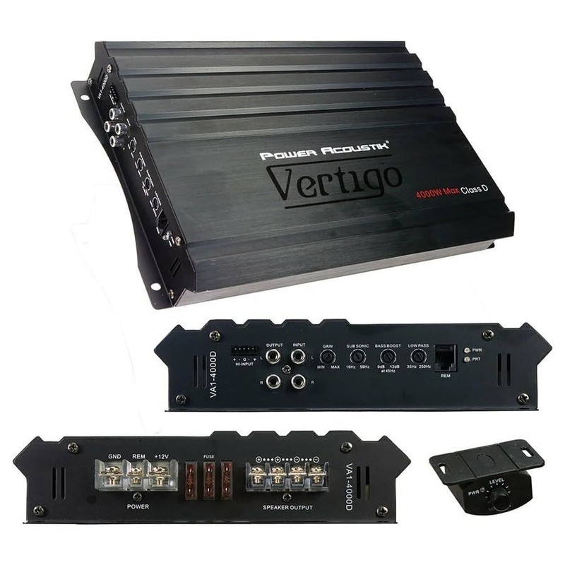 Vertigo Series Monoblock Amplifier, Power Acoustik VA1-4000D Car Stereo Amplifier,