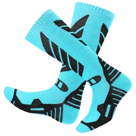 Wanchel - Calcetines de esquí de lana merina, 2 pares de calcetines de esquí hasta la rodilla, calcetines térmicos de snowboard cálidos para invierno, Azul, Large