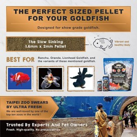 Ultra Fresh Sinking Goldfish Food, Color Enhancing, Balanced Diet, All Natural Ingredients, Clear Water Formula, Slow Sinking Gold Fish Pellets, Goldfish Ultra Color 16.22 oz