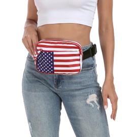 HDE Belt Bag 2L Fanny Pack Cross Body with Adjustable Strap Travel Waist Pack - USA Flag
