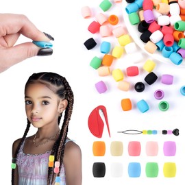 Playexen Silicone Hair Beads, 100 PCS Colorful Hair Beads for Braids, 10 Colors Braids Beads Bulk Accessories Decoration Kit for Girls Women (Large)