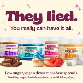 ELAVI Keto Cashew Butter, Kid-Friendly, Low-Sugar Dessert Spread | Vegan, No Added Sugar, No Sugar Alcohols, No Palm Oil (10 oz, Blue Vanilla Frosting Flavor)