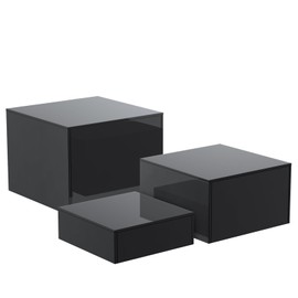 HIIMIEI Buffet Risers, Food Risers for Buffet Table, Display Stand Shelf for Catering Dessert Jewelry Figures Show, Acrylic Cube Display Nesting Risers with Hollow Bottoms 3PCS 8''x9''x10'' (Black)