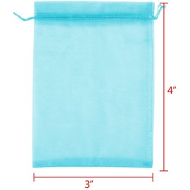 Boshen 100/200PCS Organza Gift Candy Sheer Bags Mesh Jewelry Pouches Drawstring Bulk for Wedding Party Favors Christmas 3"x4" 5"x7" (3" X 4"(100PCS), Teal Blue)