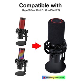 SUNMON QuadCast 2 Mic Pop Filter, Mic Windscreen Compatible with HyperX QuadCast 2 Microphone - Mic Foam Noise Reduction,Improved Sound Quality