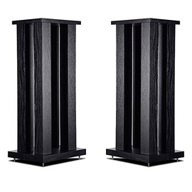 M5 Speaker Racks MDF 24 inch HiFi Audio Loudspeaker Stands for Bookshelf Speakers Pair Supports 150 Lbs (PVC Finish Black) (Black)