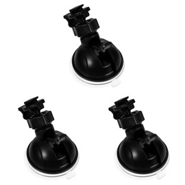 3pcs Dash Cam Mount Holder - 360° Rotating Suction Cup Camera Mount with 1/4 Screw Thread for Car Dash Camera, Black Plastic, Portable and Durable
