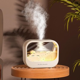 Essential Oil Diffuser, Cute Humidifier with 7 LED Light Colors, Waterless Auto Shut-Off & Timer Setting Cool Mist Humidifier Diffuser for Spa Home Yoga Office Bedroom(Cream)