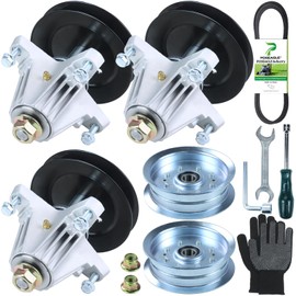 POSEAGLE 3 Pack Pre-Greased 918-06978 Spindle Assembly with 756-05034A Idler Pulley 954-05025A Belt 5/8x139 for Cub Cadet XT1-ST54, XT1-GT54, XT2-GX54, XT2-ST54, XT1 ST5 Lawn Tractors
