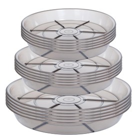 Afrine 15 Pack Plant Saucer Drip Tray, 6 8 10 inch, Heavy Sturdy Plastic Planter Flower Pot Saucers for Indoor Outdoor Garden, Plant Water Drip Trays for pots Base (6"/8"/10", Grey)