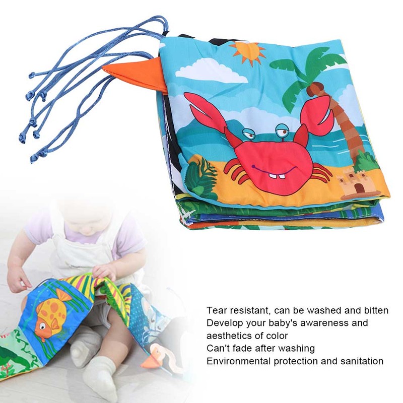Infant Crib Cloth Book Cute Animal Learning Rattle Distorting Mirror